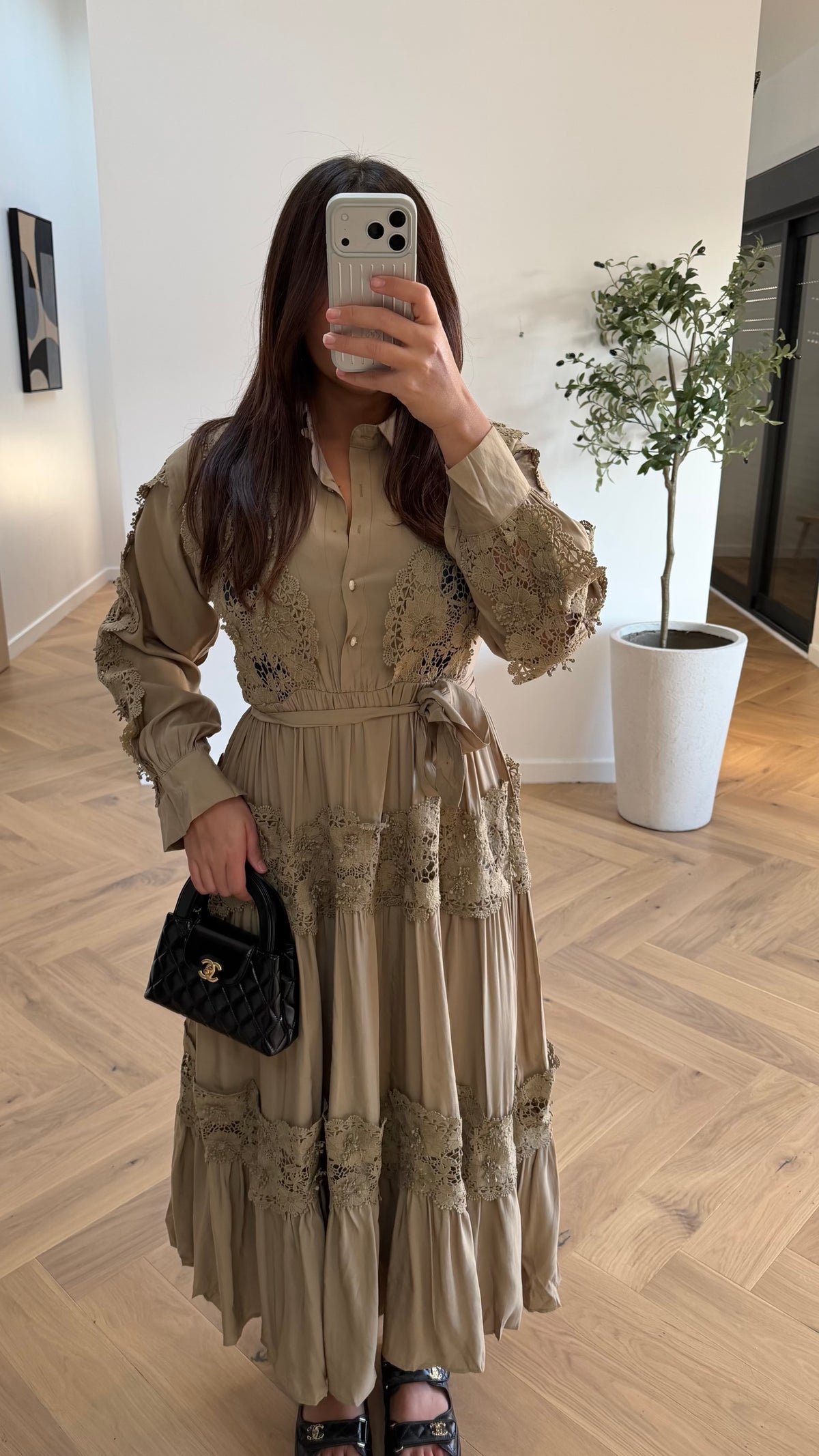 Robe longue kaki
