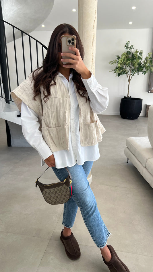 Veste sans manche beige claire