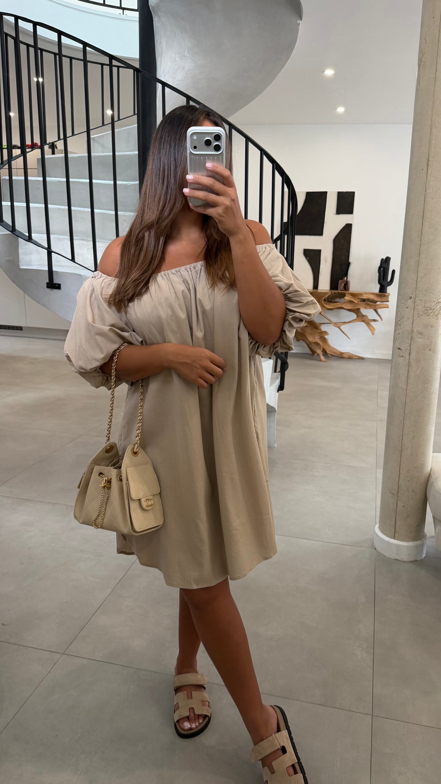 Robe bardot sable