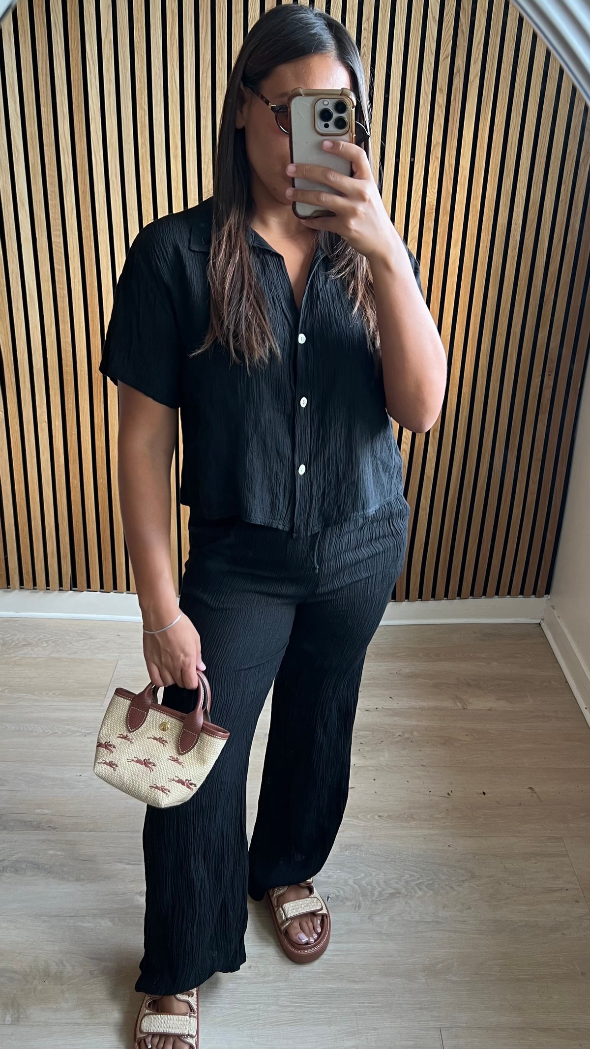 Ensemble effet froissé noir