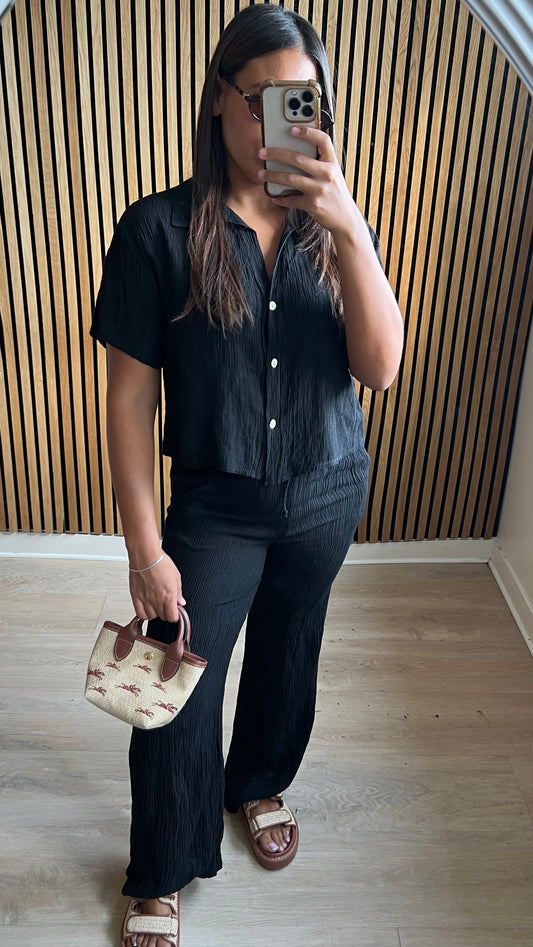 Ensemble effet froissé noir
