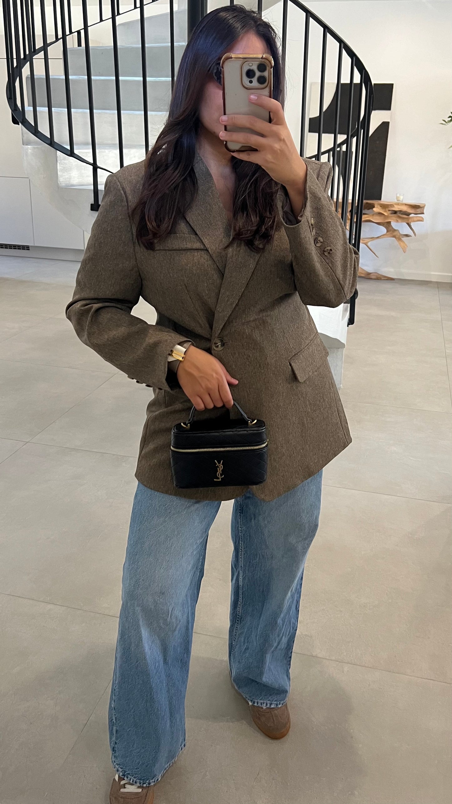Blazer croisé taupe