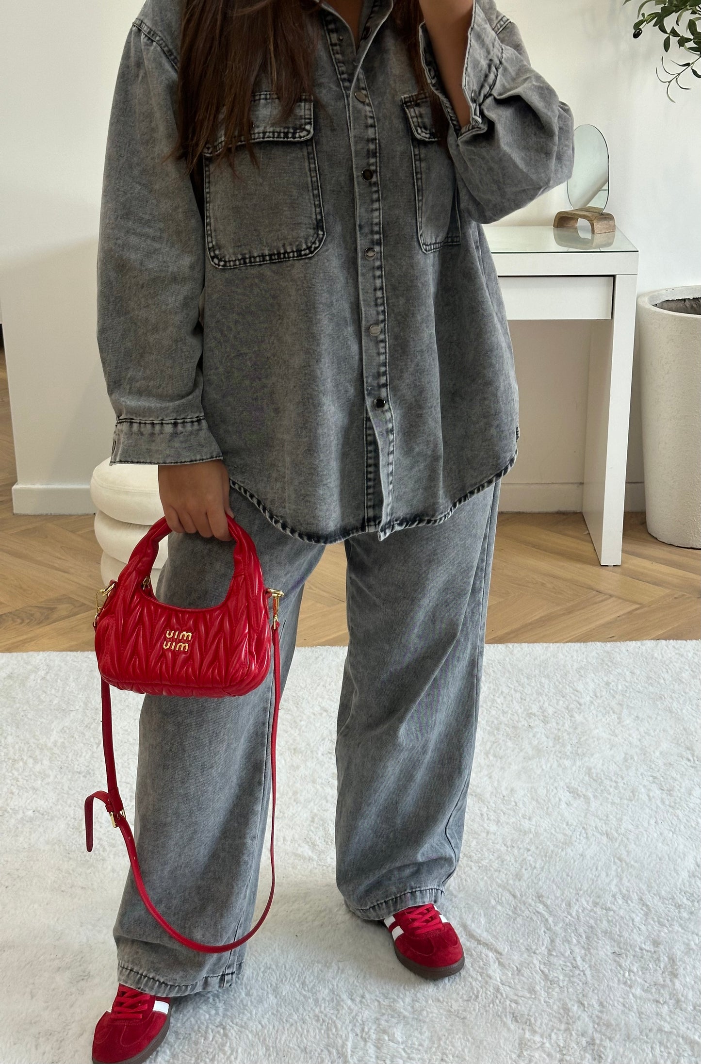 Ensemble en jean oversize gris