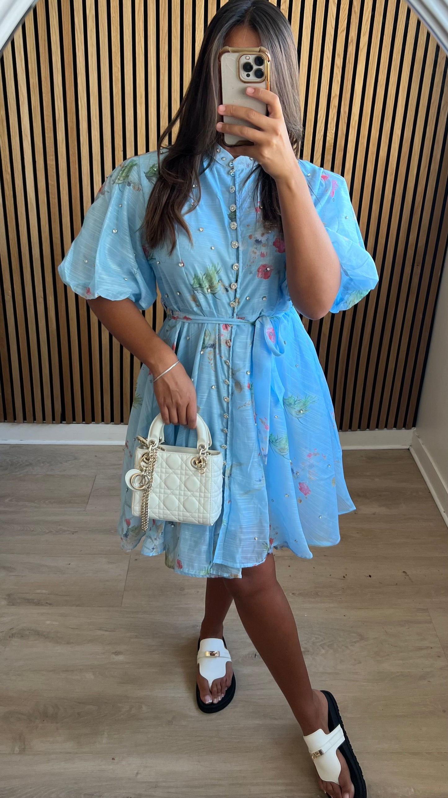 Robe courte à strass bleue