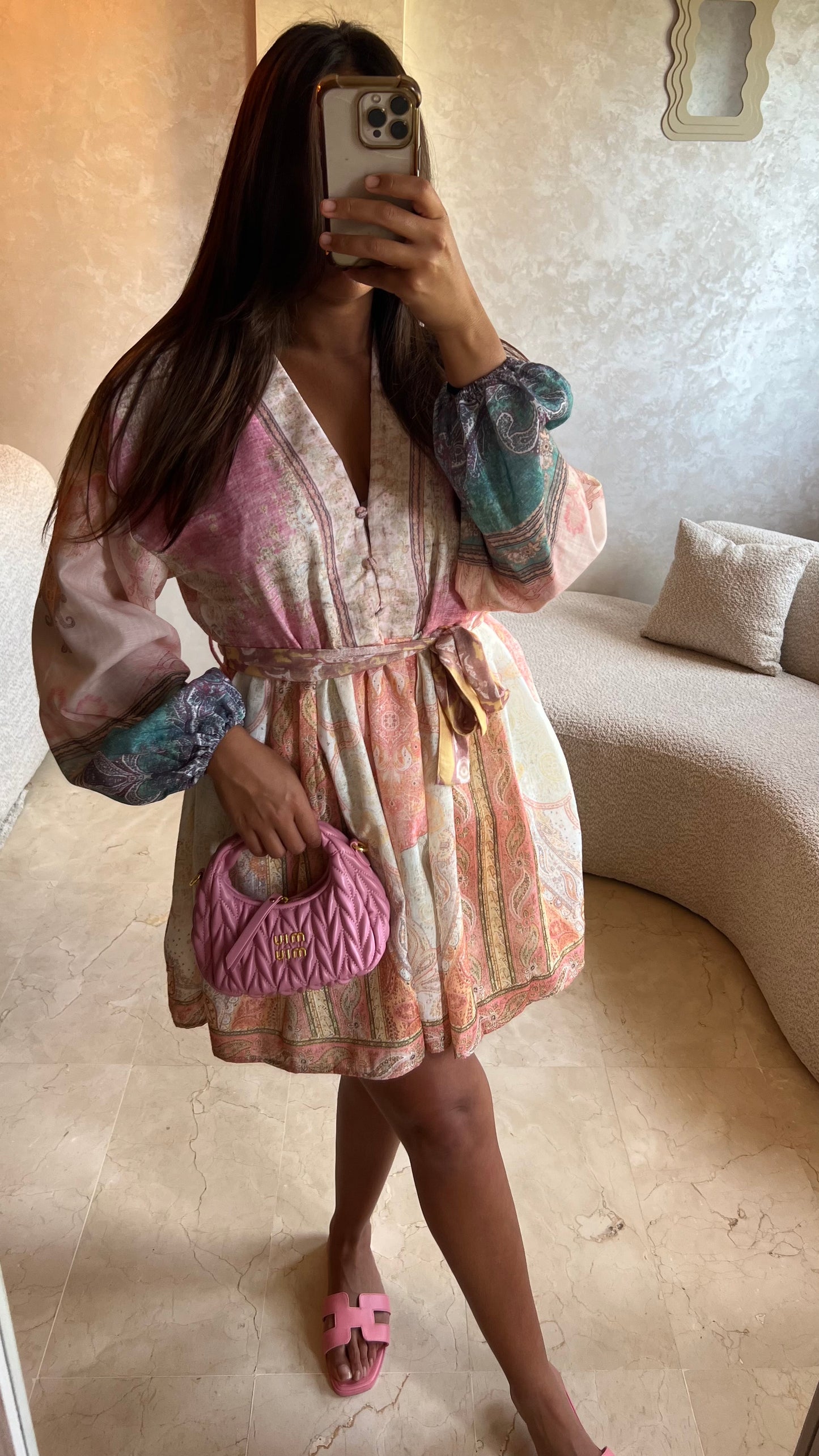 Robe courte à motifs