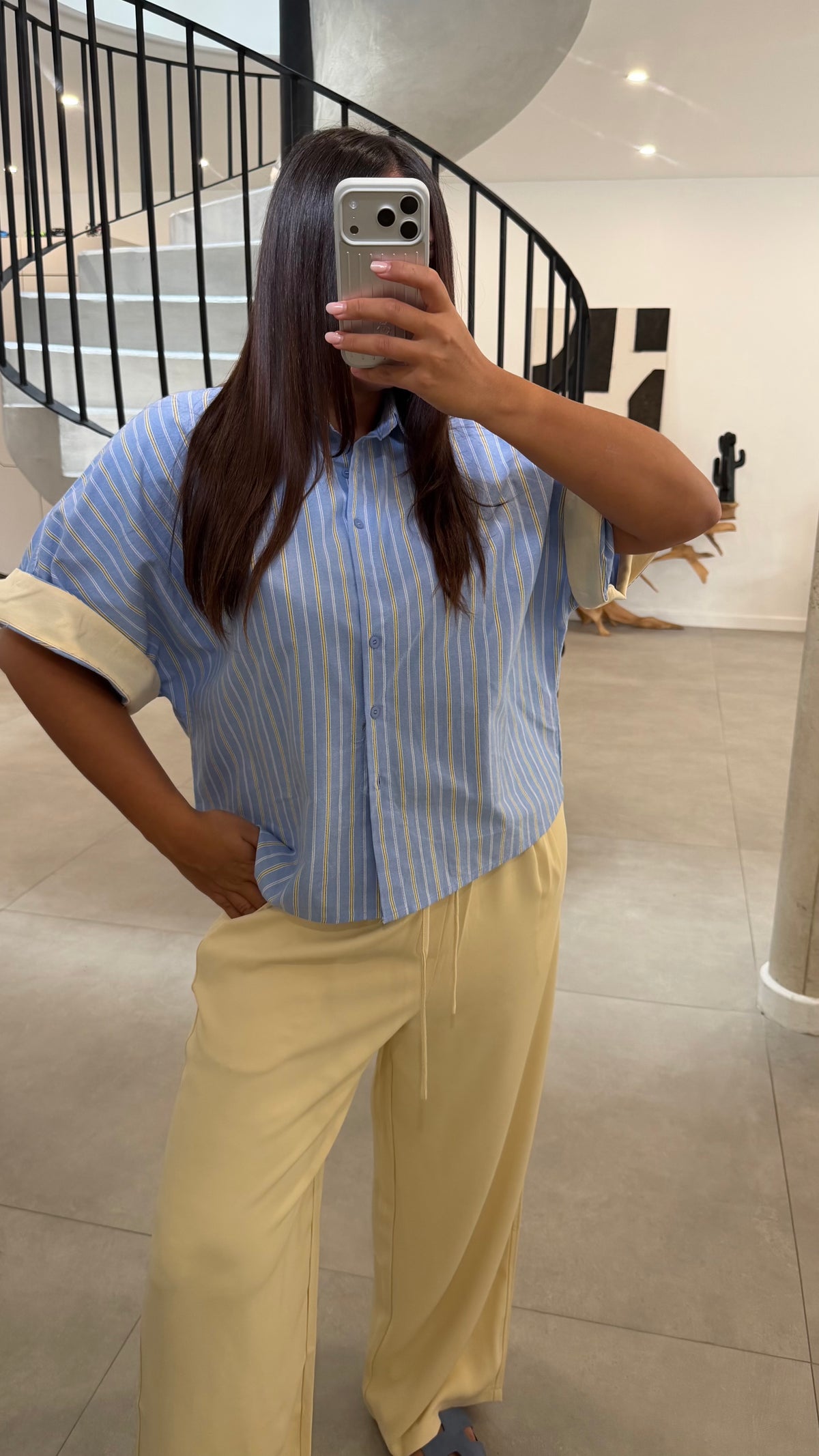Chemise à rayures bleu