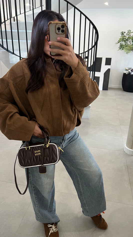 Veste en suédine Camel