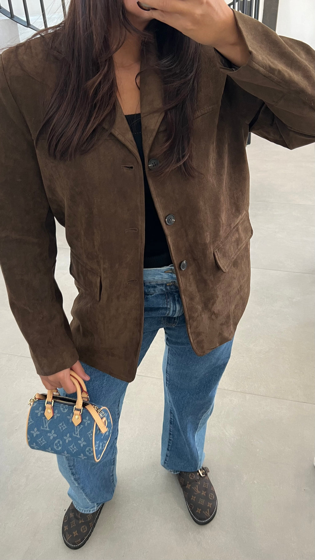 Blazer en suédine choco