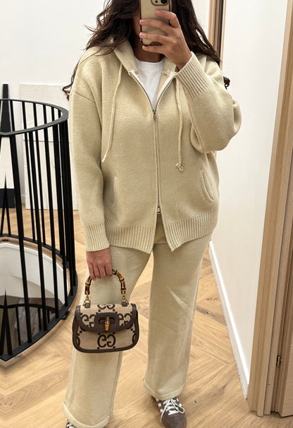 Ensemble en maille épaisse beige