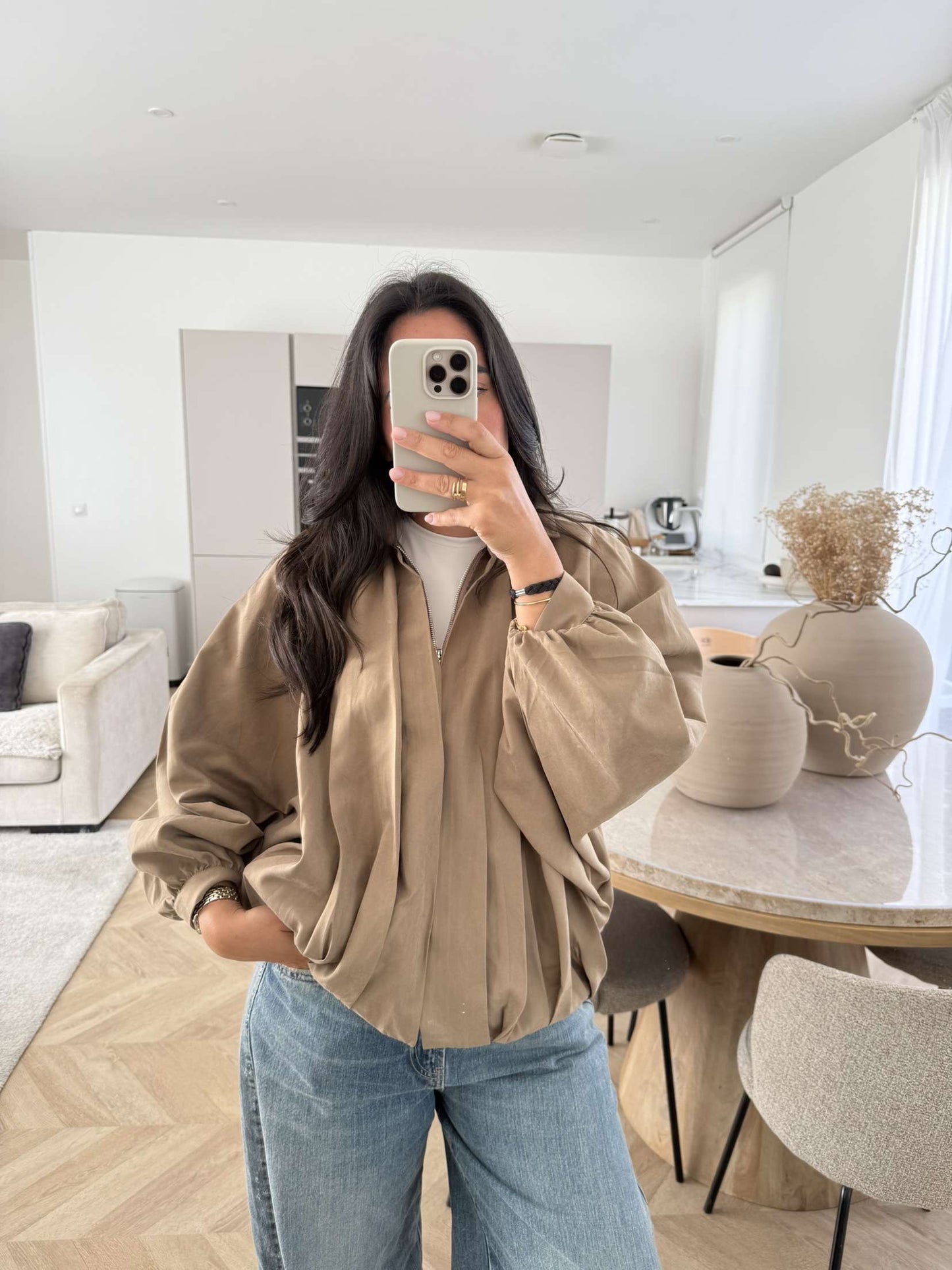 Veste plissée beige