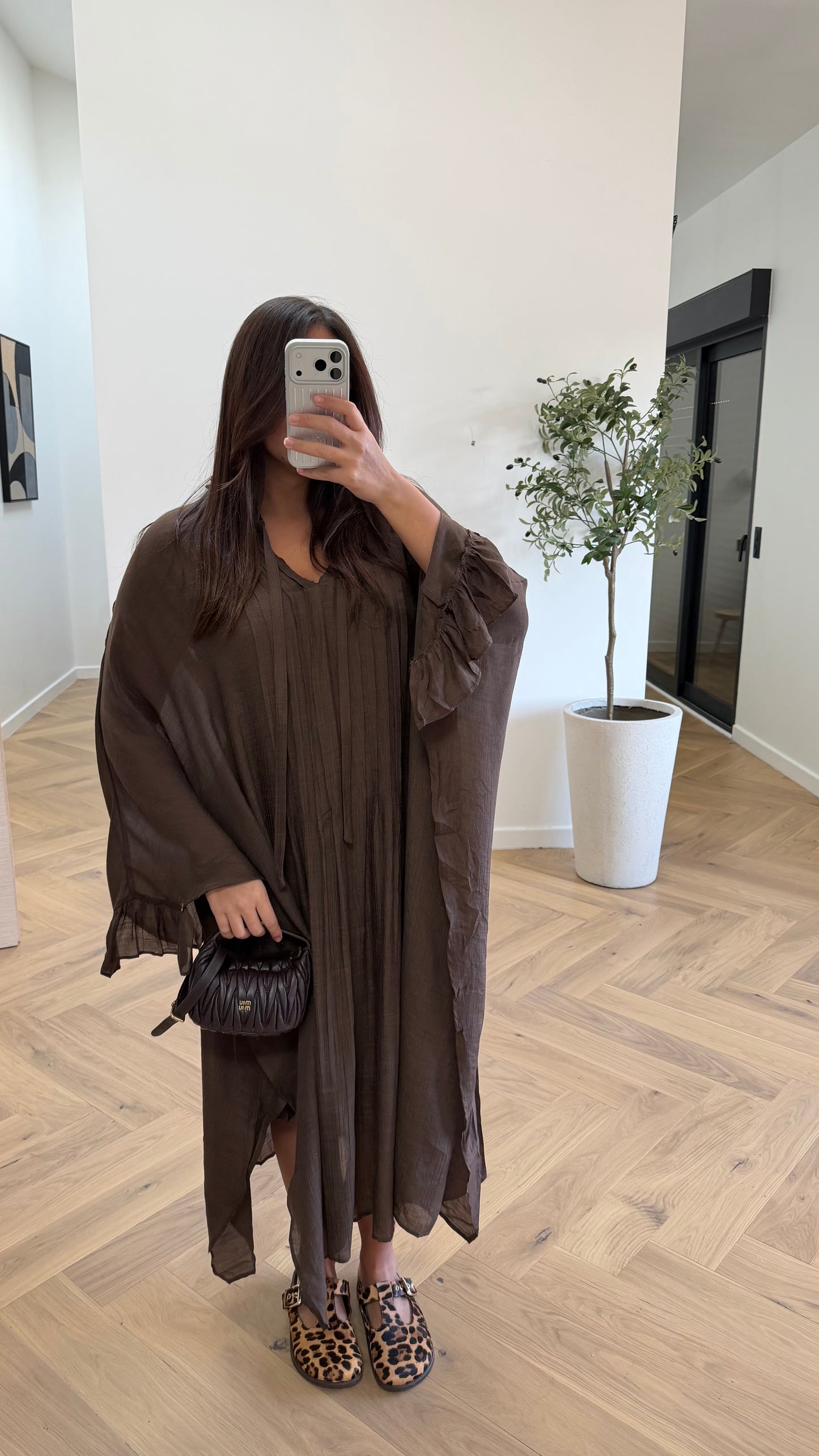 Robe doublé à volant choco