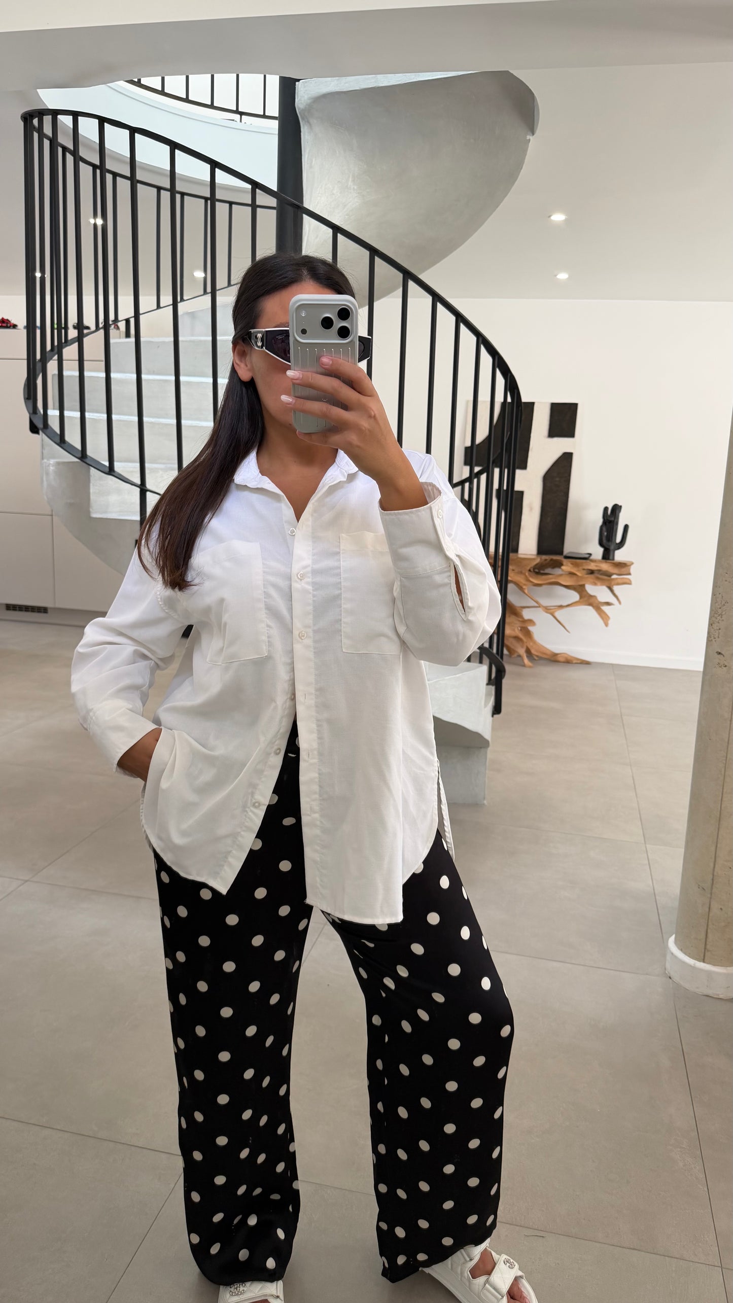 Pantalon fluide à pois