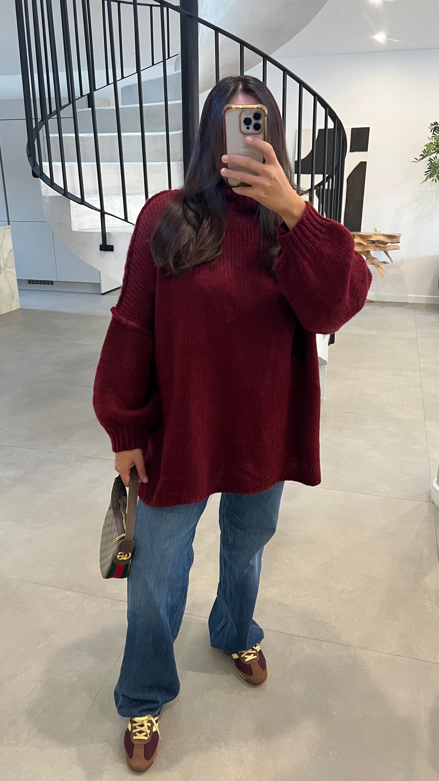 Pull oversize bordeaux