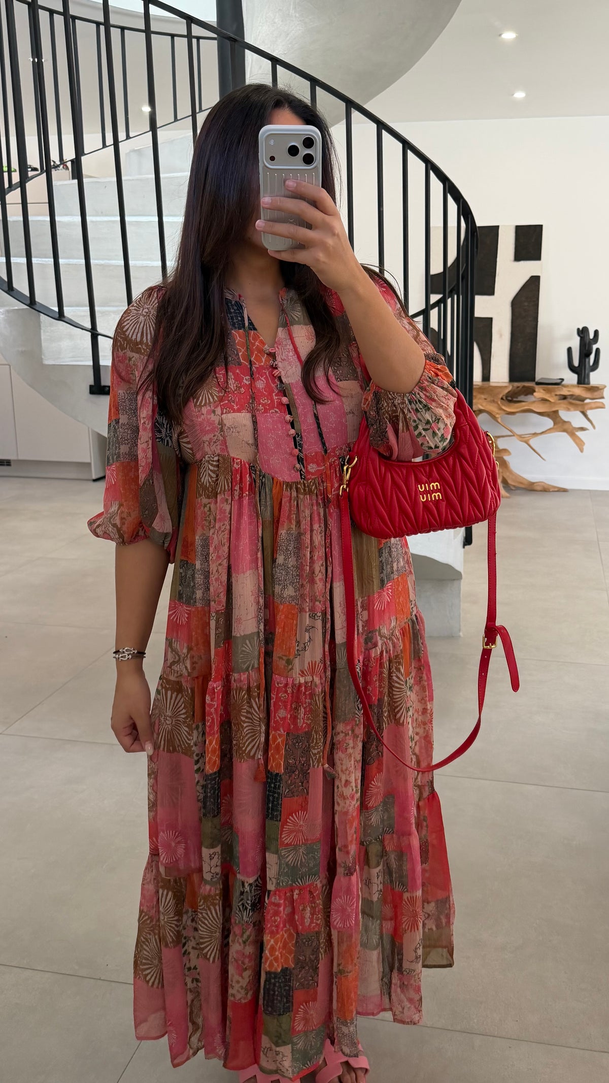 Robe en mousseline multicolore