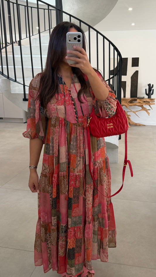Robe en mousseline multicolore
