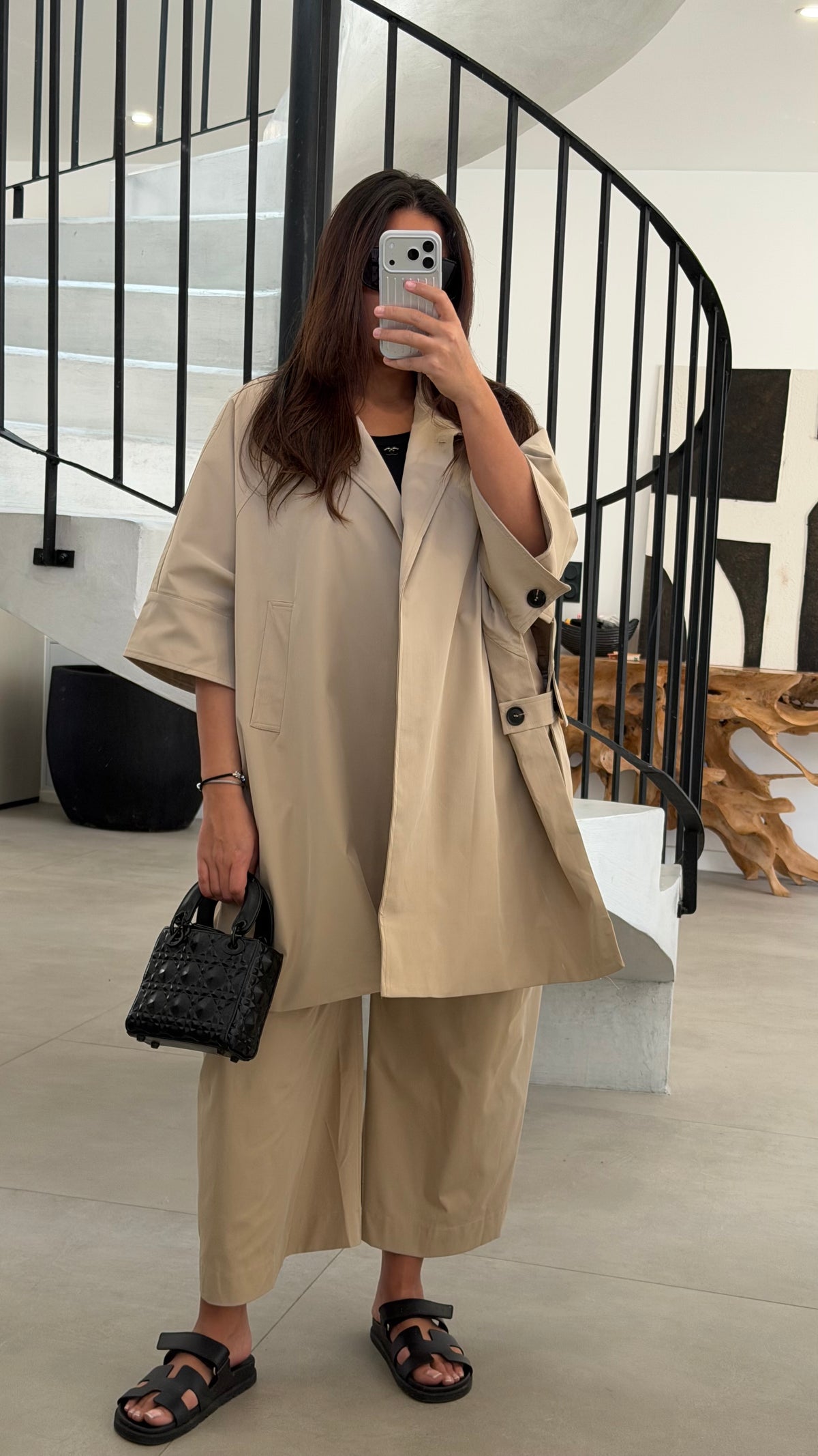 Trench mi long taupe
