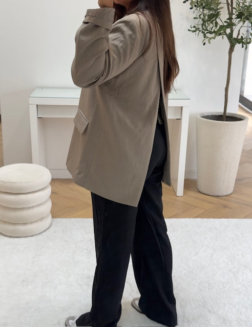 Blazer à fente taupe