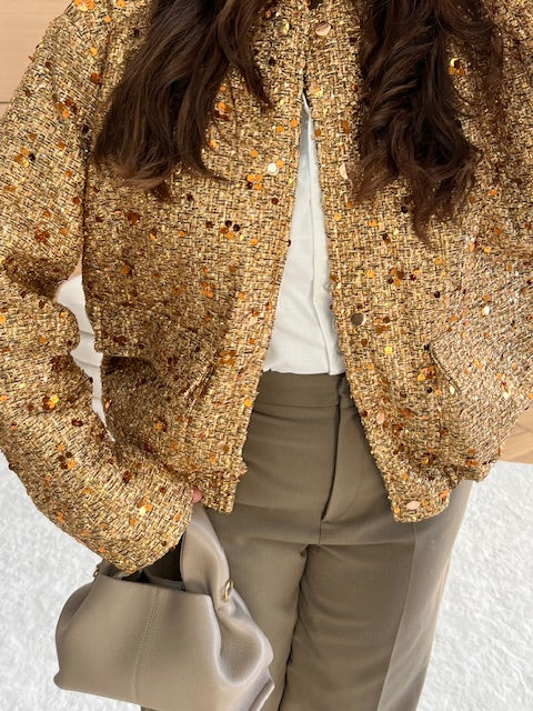 Bomber doré à sequins