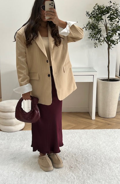 Blazer beige oversize à rayures