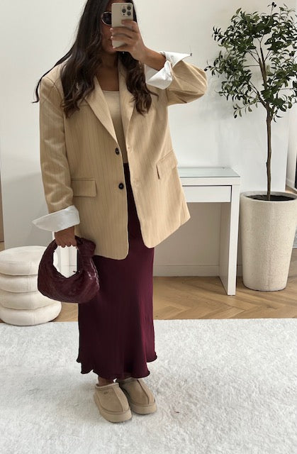 Blazer beige oversize à rayures