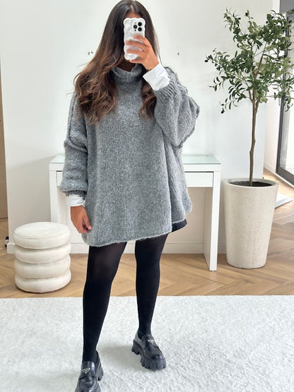 Pull oversize gris