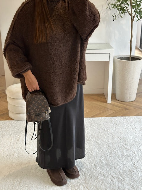 Pull oversize marron