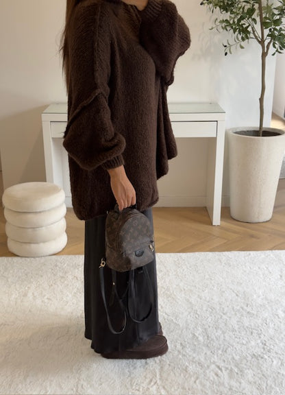 Pull oversize marron