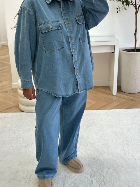 Ensemble oversize bleu clair