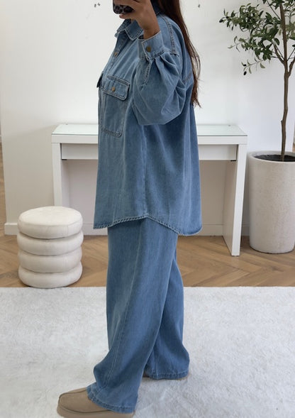 Ensemble oversize bleu clair