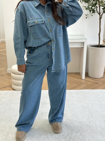 Ensemble oversize bleu clair