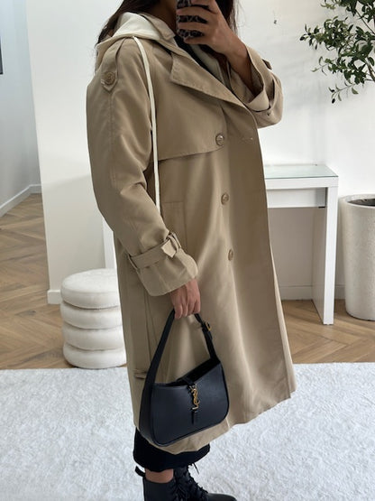 Trench à capuche amovible beige