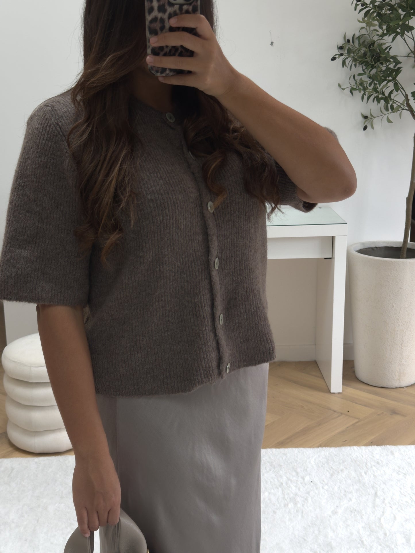 Gilet à manches 3/4 doux taupe