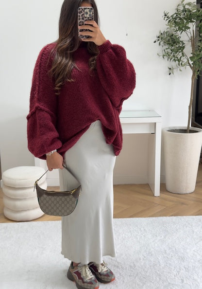 Pull oversize bordeaux