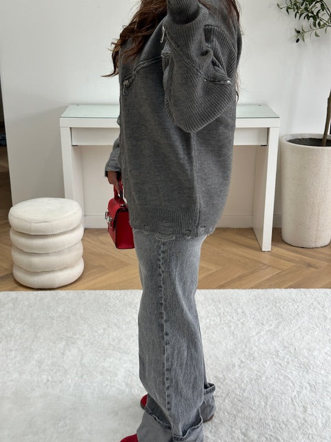 Gilet à zip gris