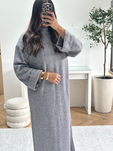 Robe longue en maille grise