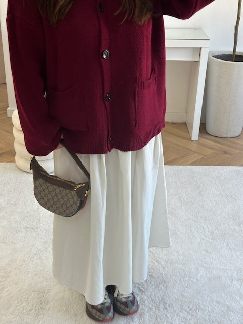 Cardigan en maille bordeaux