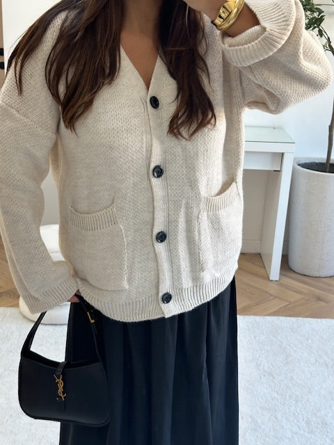 Cardigan en maille beige