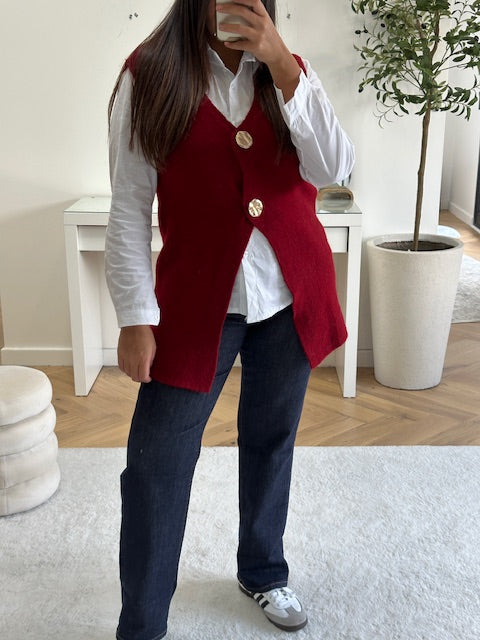 Gilet sans manche doux rouge