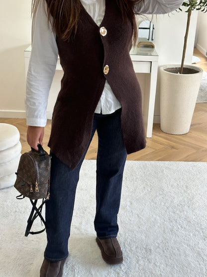 Gilet sans manche doux marron