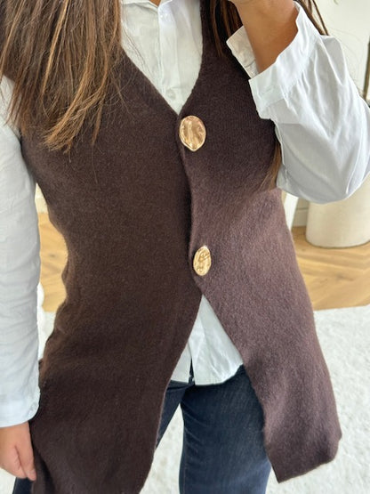 Gilet sans manche doux marron