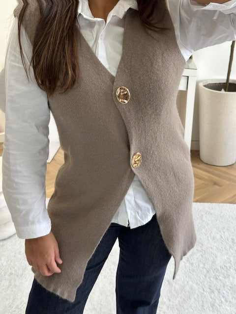 Gilet sans manche doux beige